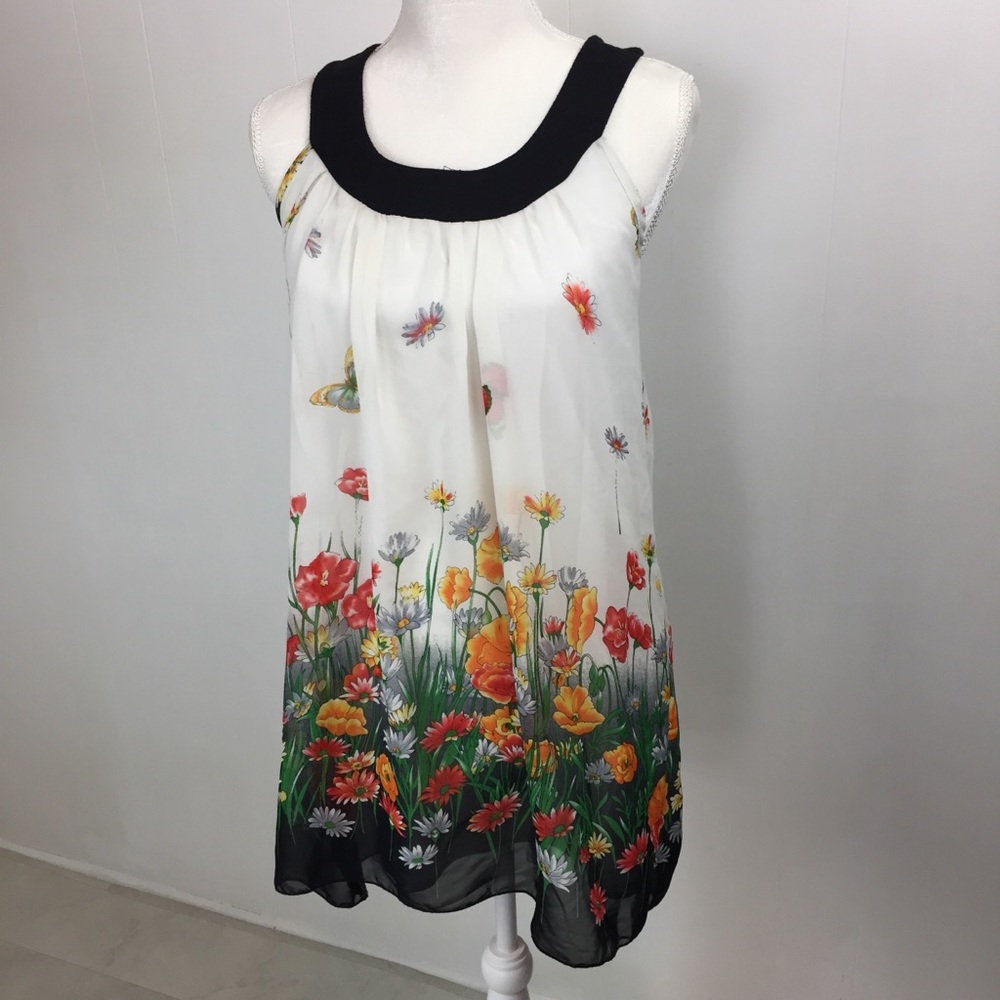 Forever 21 Dress Sz Small Tank Top Butterfly Flowy - Picture 1 of 7